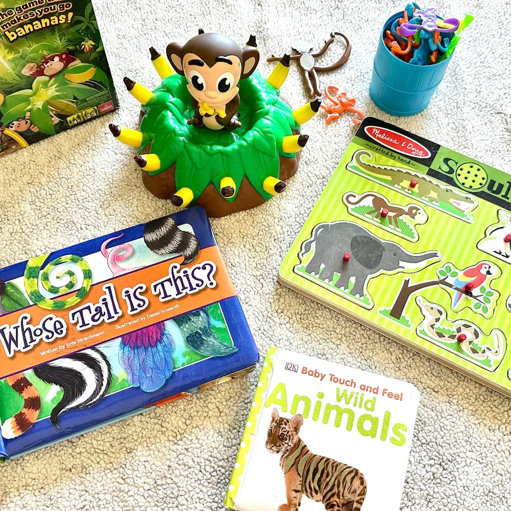 Wild animals toy and books bundle